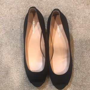 Liz Claiborne Black Fabric Peep Toe 3 Inch Heels-Size 8